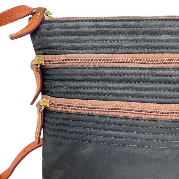 DOONEY & BOURKE Black Brown Genuine Leather Canvas CROSSBODY Purse Messenger Bag - Picture 3 of 16